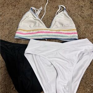 No Boundaries White Bikini Set with Colorful Accents